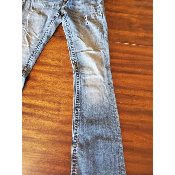 Miss Me Mid-Rise Boot Cut Women Size 27 Med Wash MW58458 Embellished Destressed - Picture 6 of 13